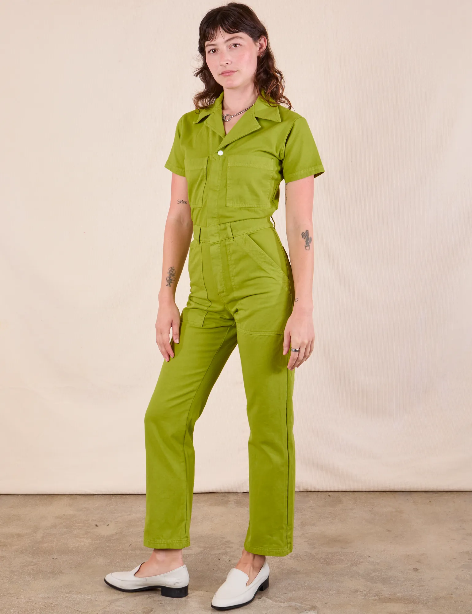 Short Sleeve Jumpsuit - Gross Green