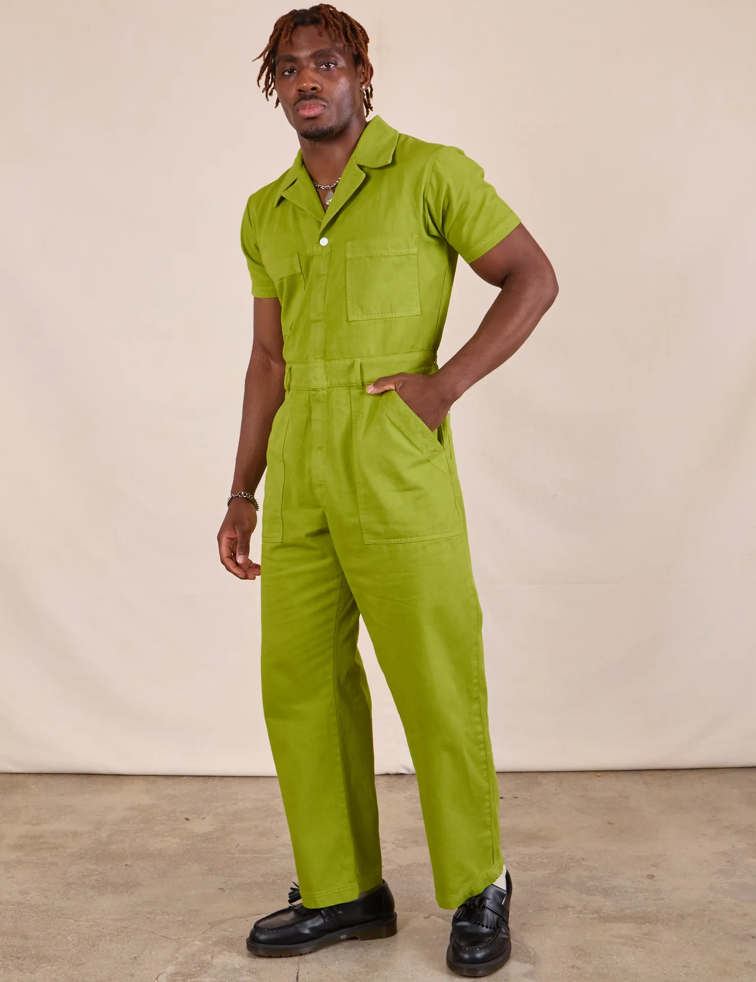 Short Sleeve Jumpsuit - Gross Green