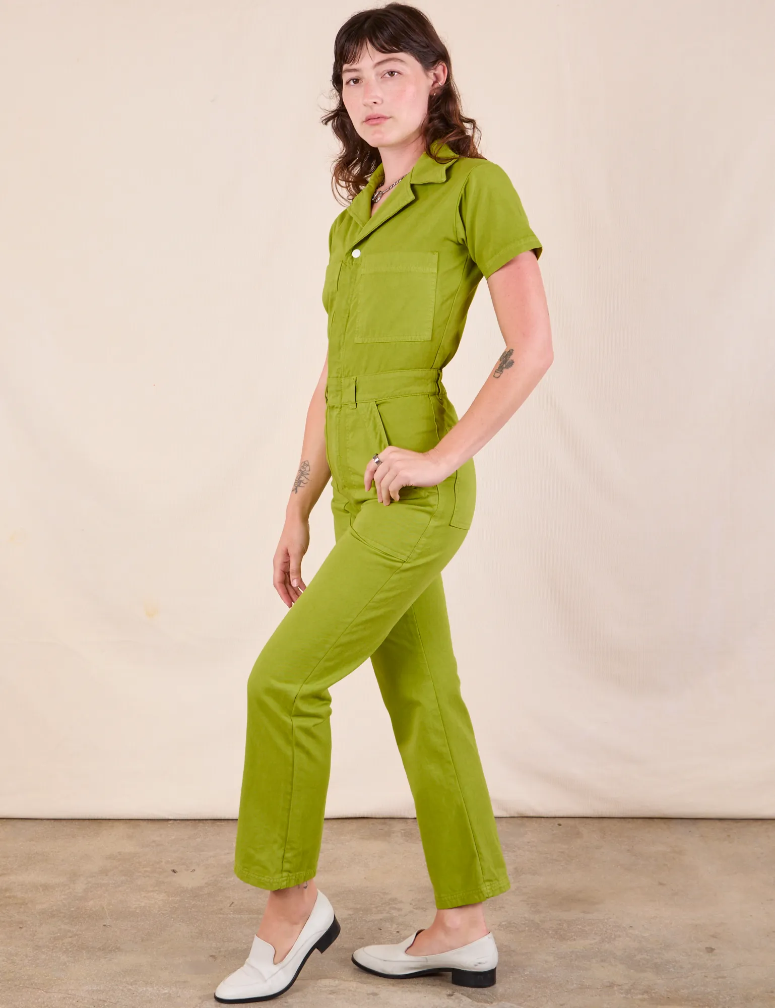 Short Sleeve Jumpsuit - Gross Green