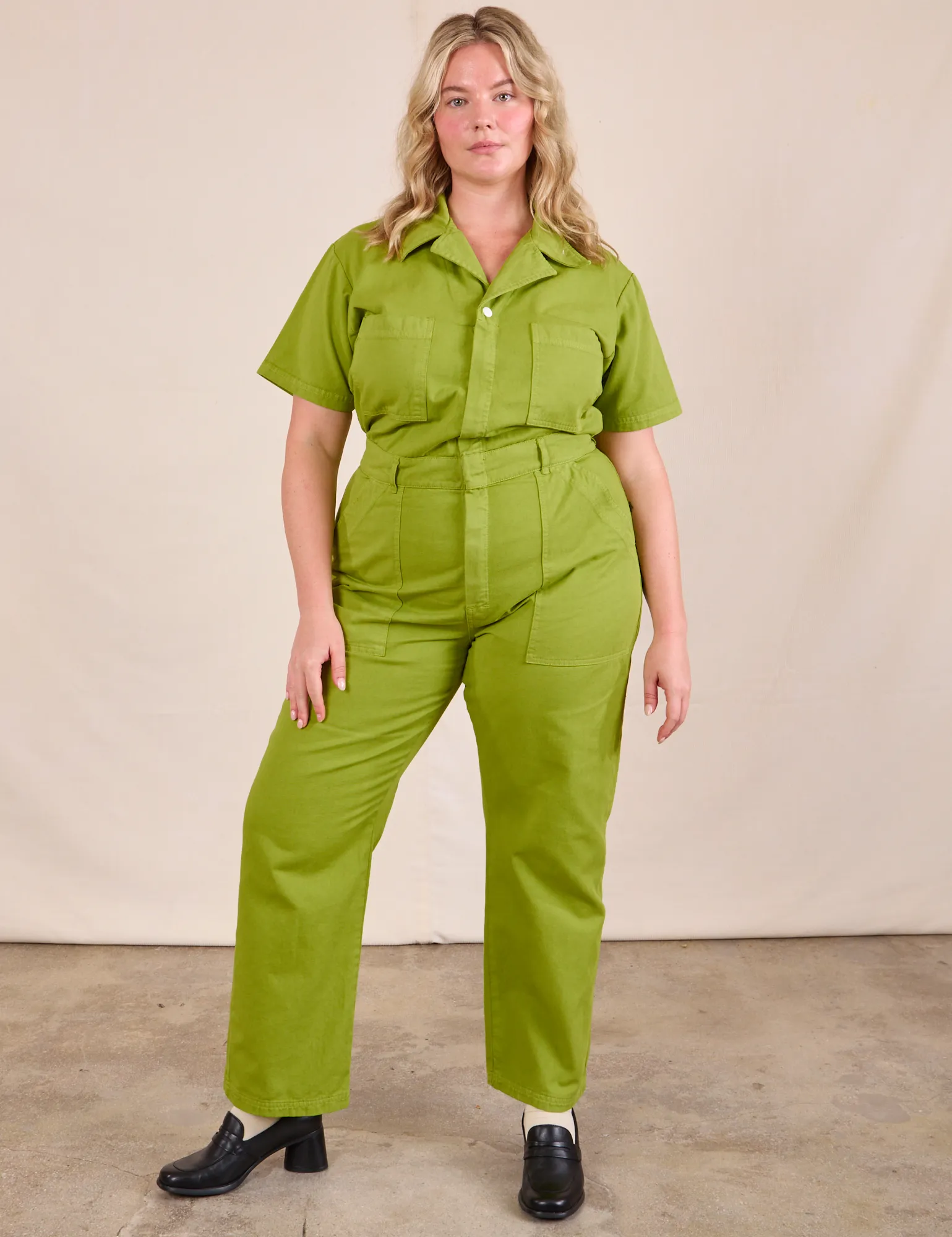 Short Sleeve Jumpsuit - Gross Green