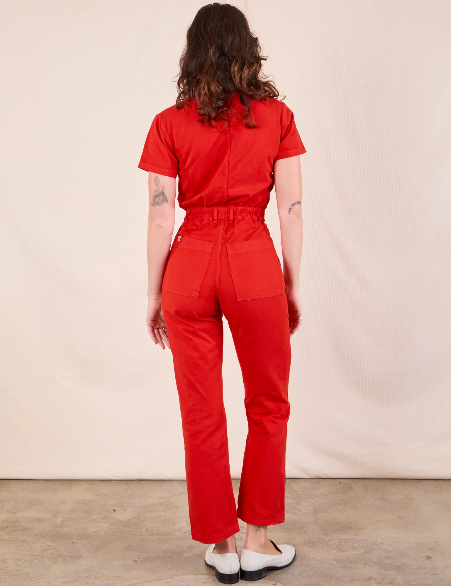 Short Sleeve Jumpsuit - Mustang Red