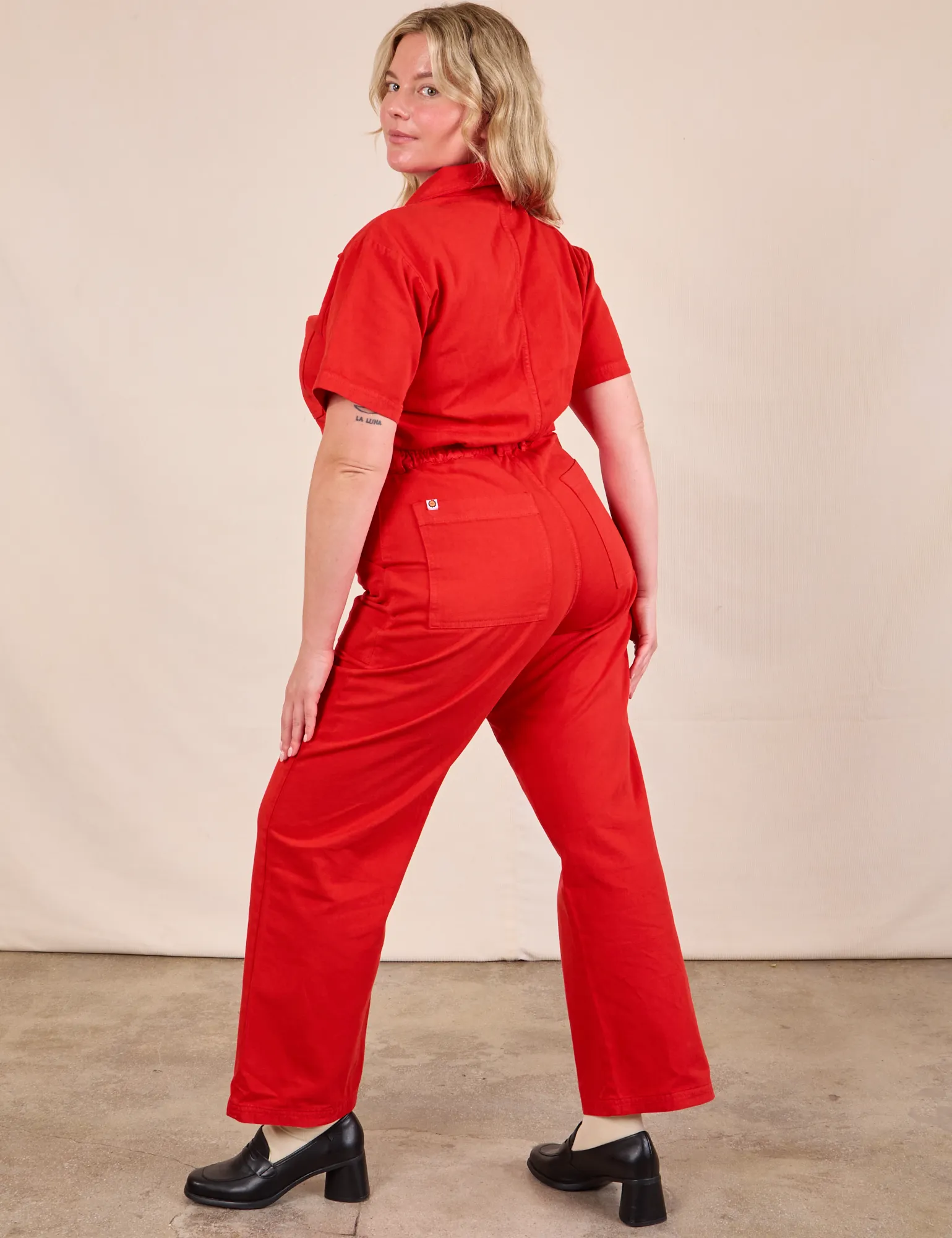 Short Sleeve Jumpsuit - Mustang Red