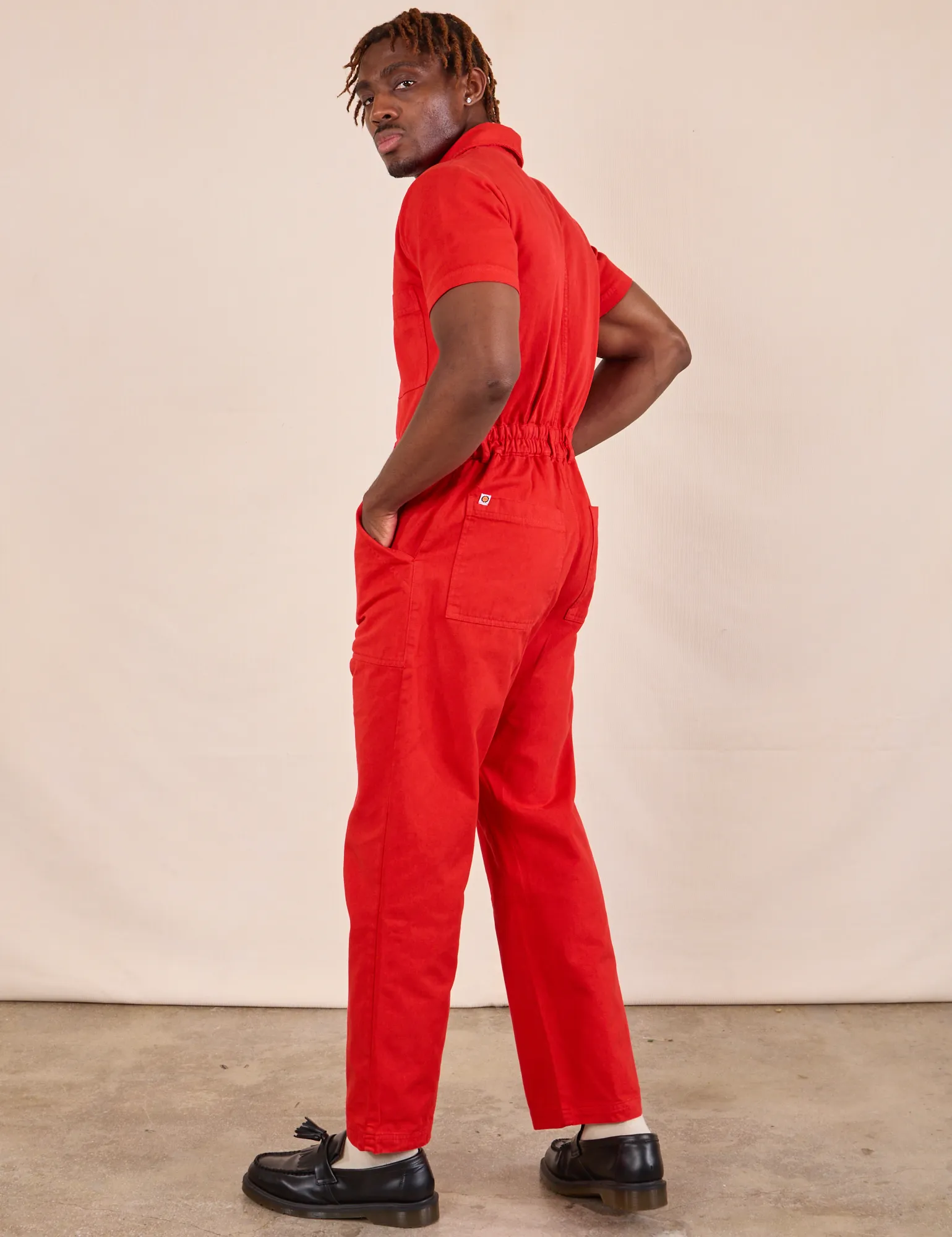 Short Sleeve Jumpsuit - Mustang Red