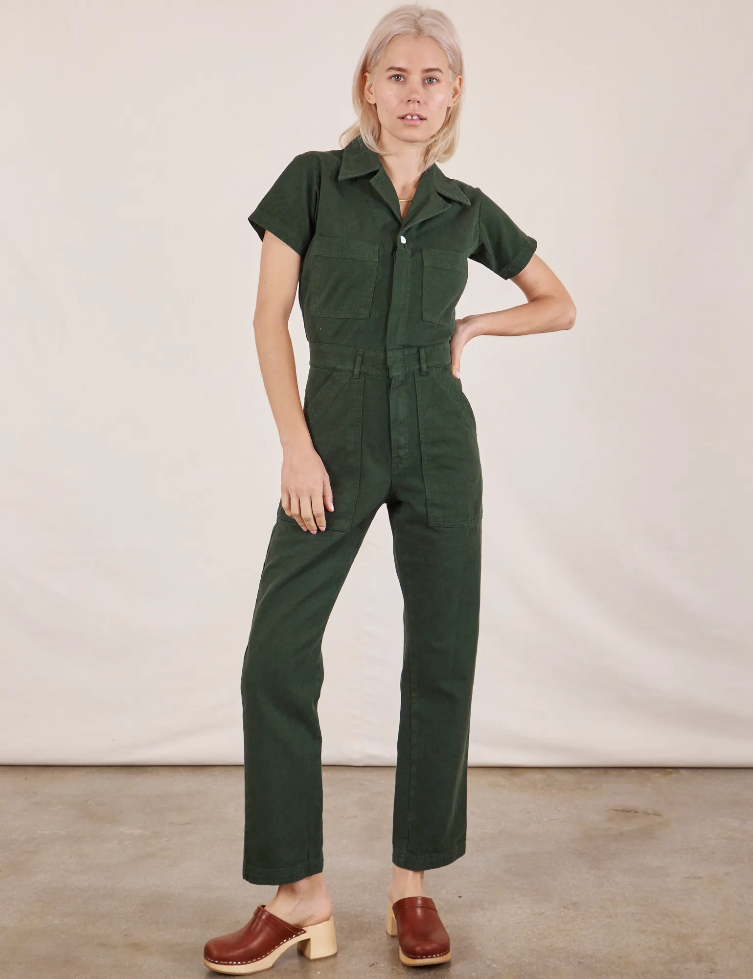 Short Sleeve Jumpsuit - Swamp Green