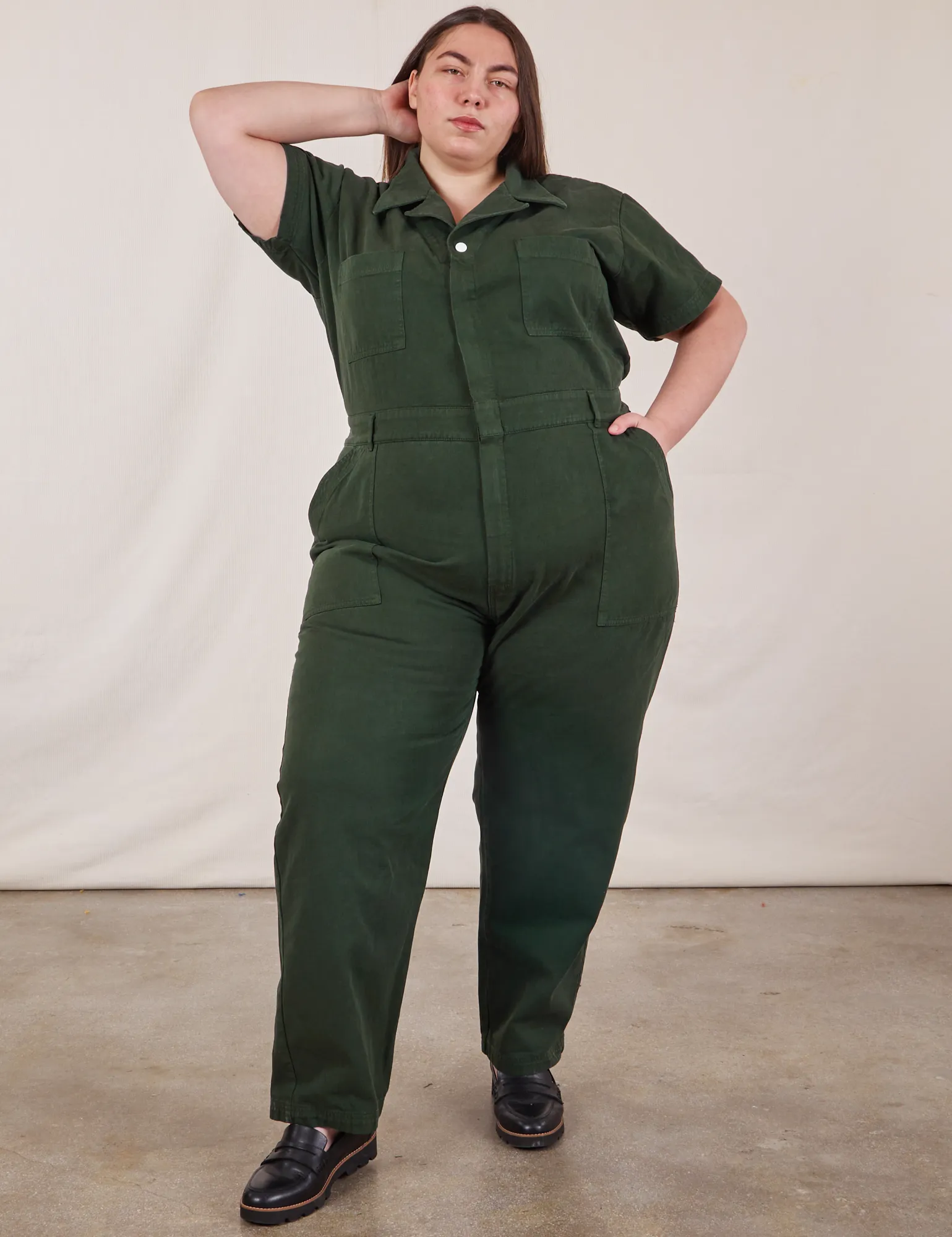 Short Sleeve Jumpsuit - Swamp Green