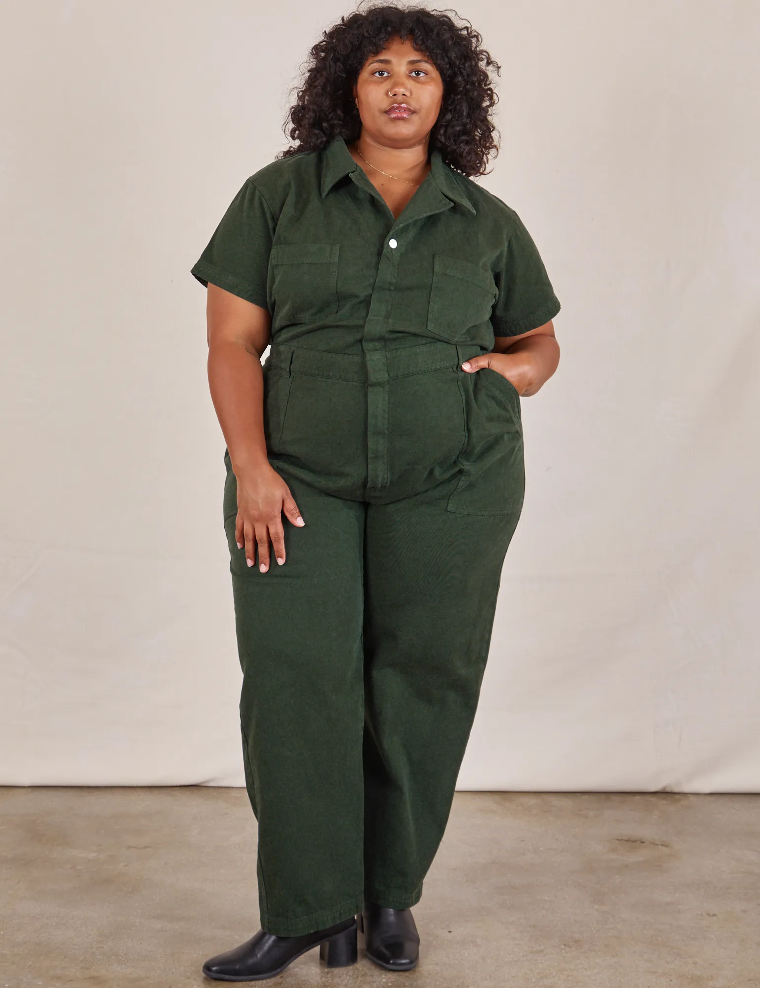 Short Sleeve Jumpsuit - Swamp Green