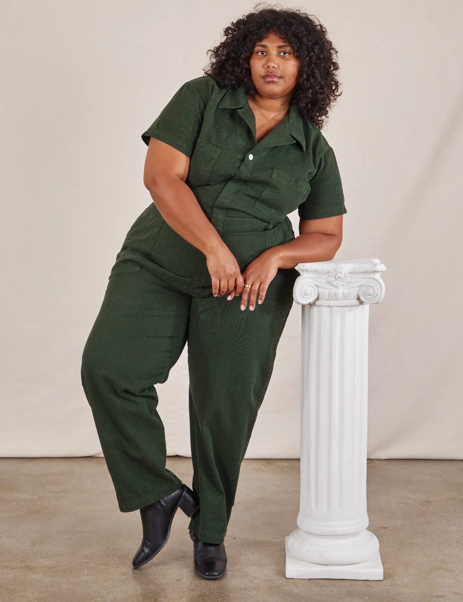 Short Sleeve Jumpsuit - Swamp Green