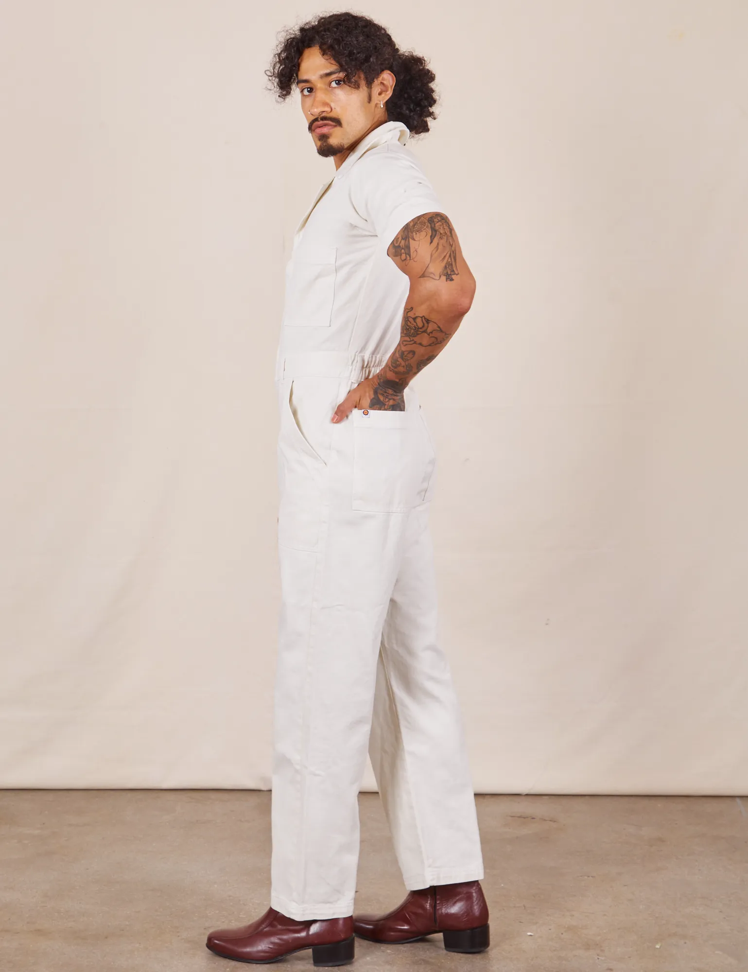 Short Sleeve Jumpsuit - Vintage Tee Off-White