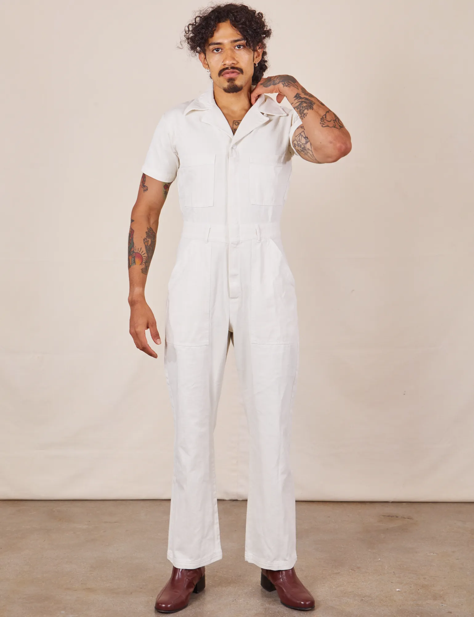 Short Sleeve Jumpsuit - Vintage Tee Off-White