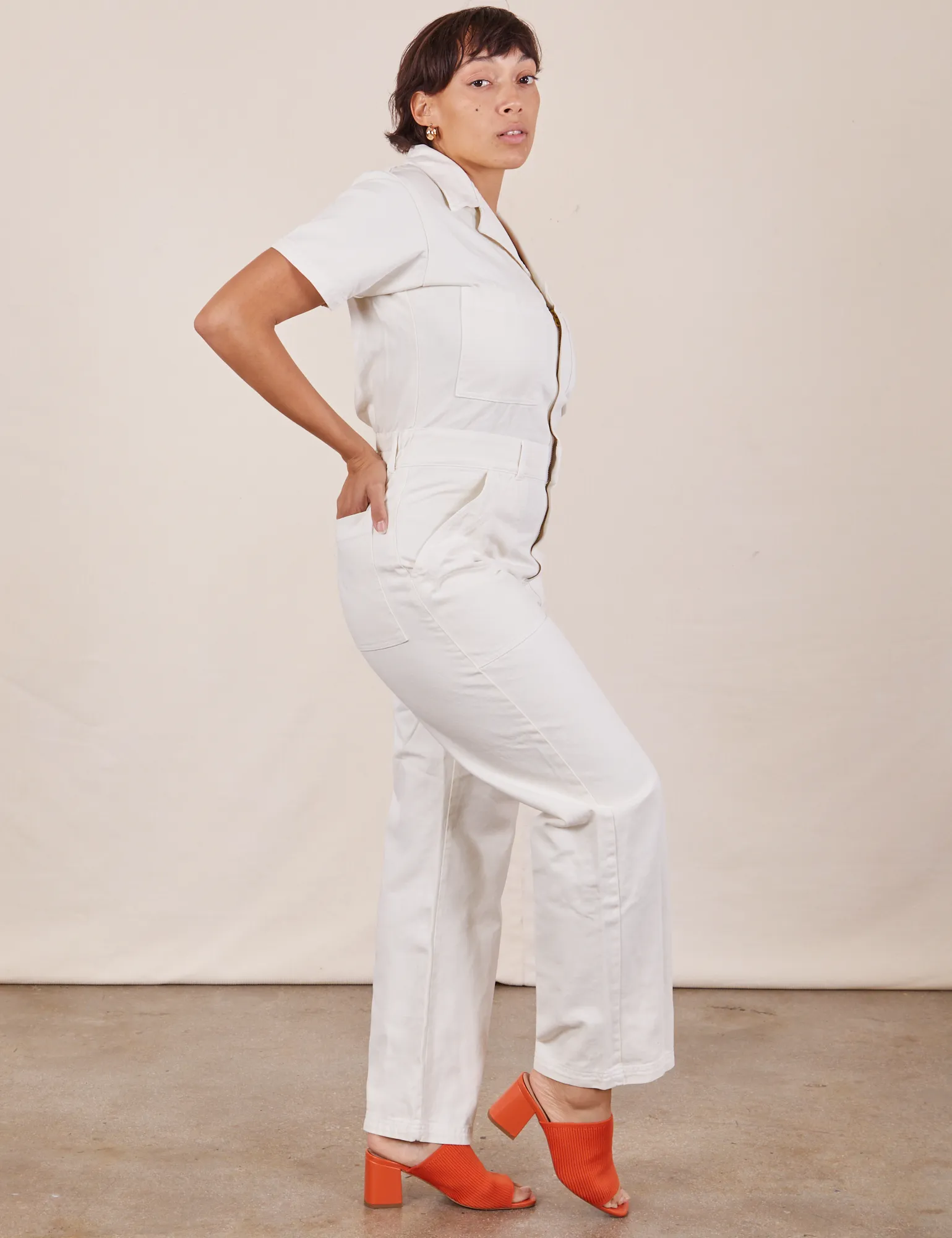 Short Sleeve Jumpsuit - Vintage Tee Off-White