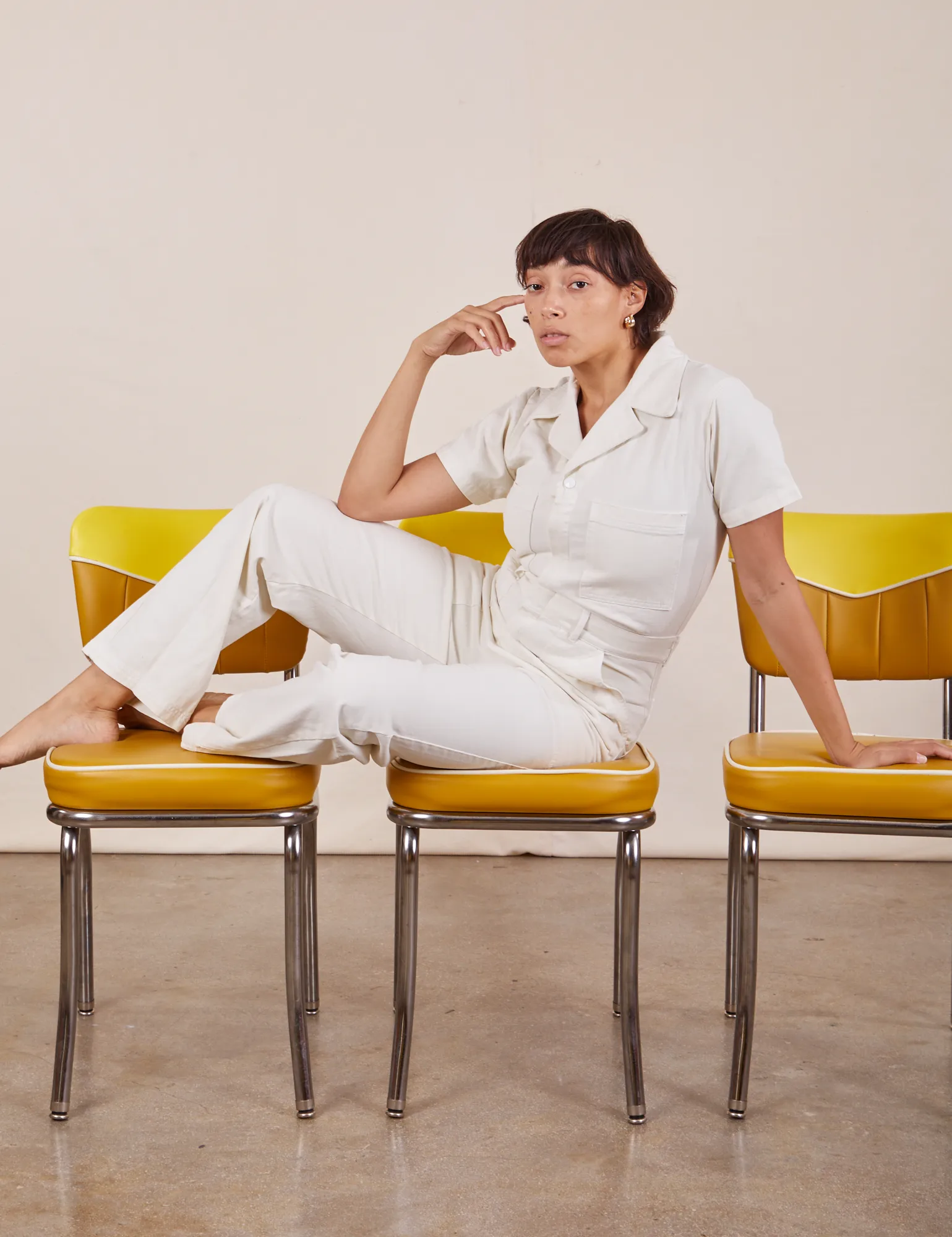 Short Sleeve Jumpsuit - Vintage Tee Off-White