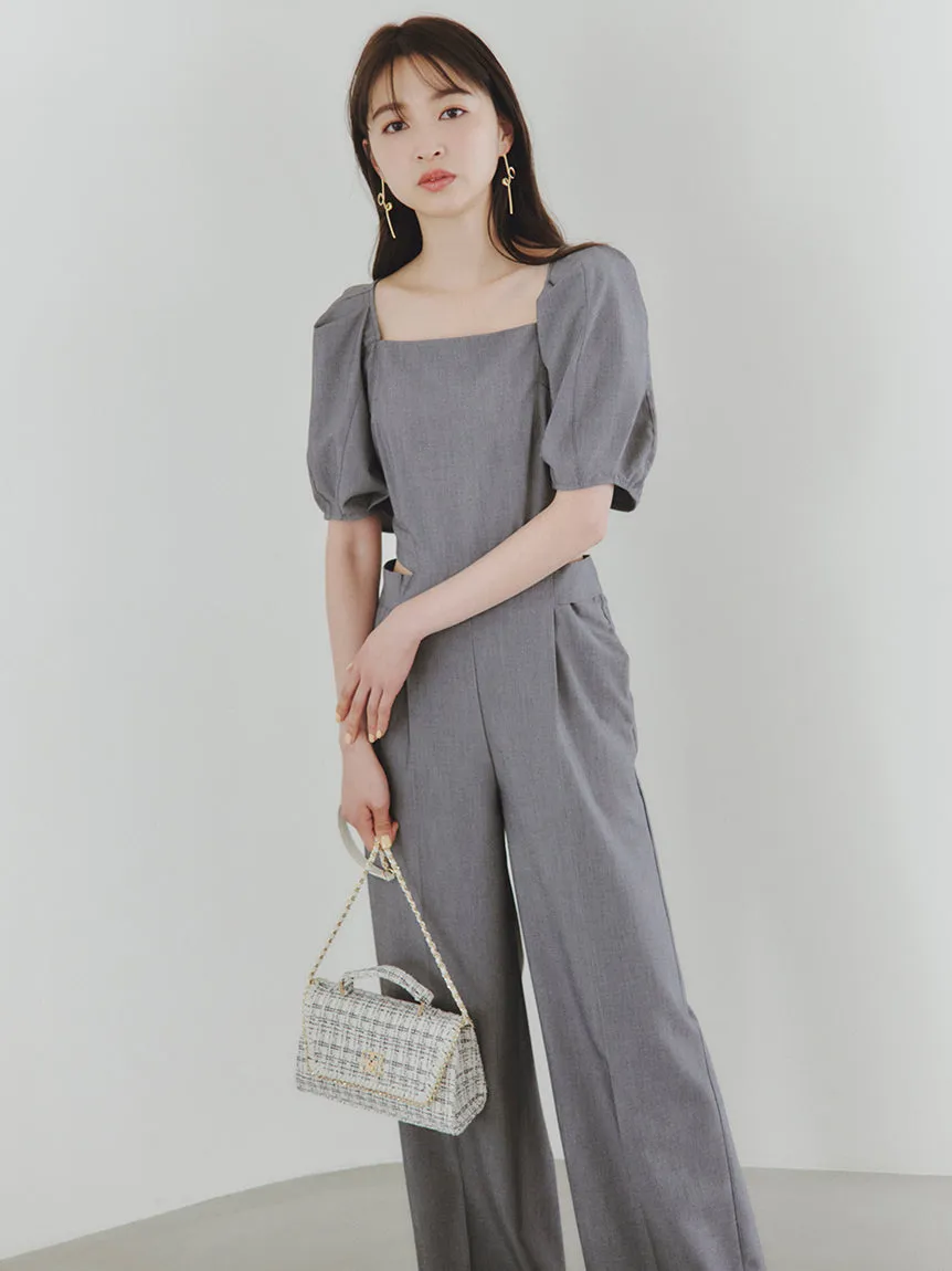 Square Neck Puff Sleeve Jumpsuit