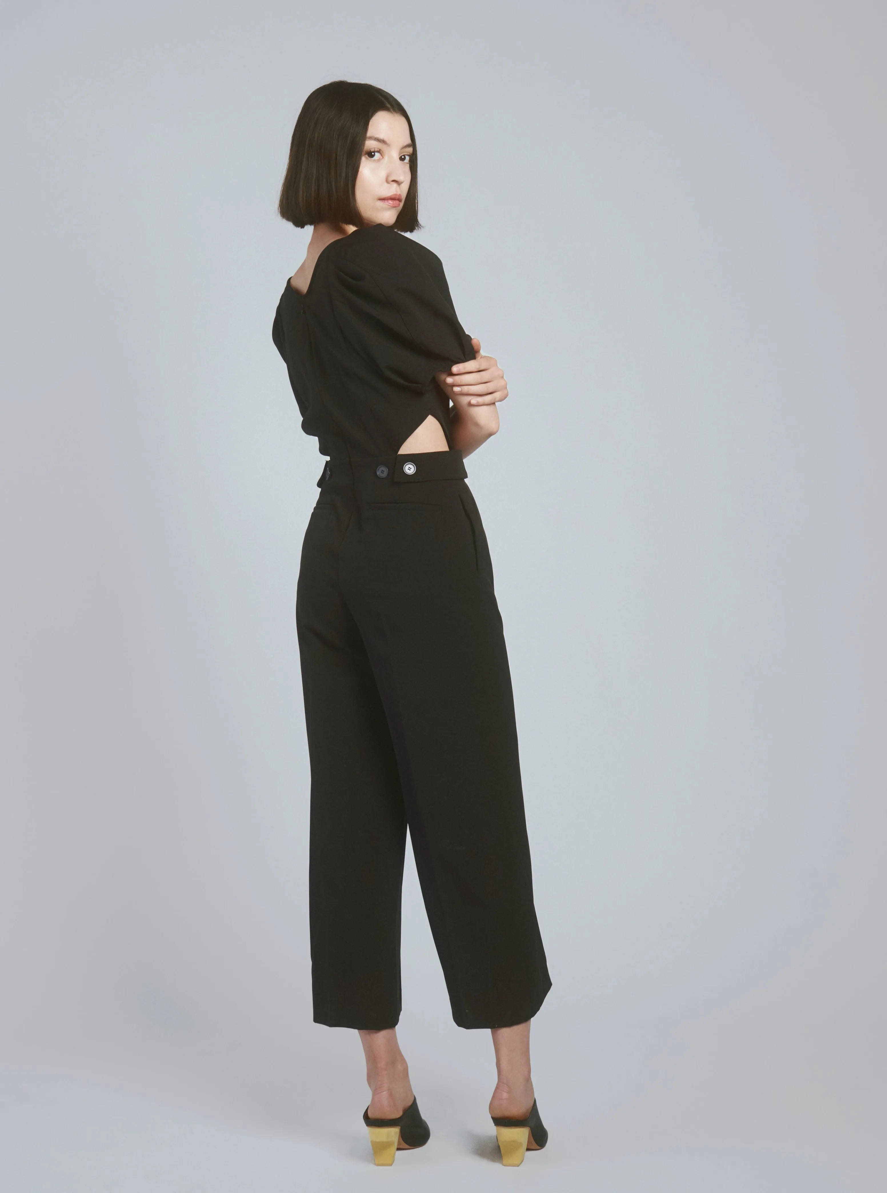 Square Neck Puff Sleeve Jumpsuit