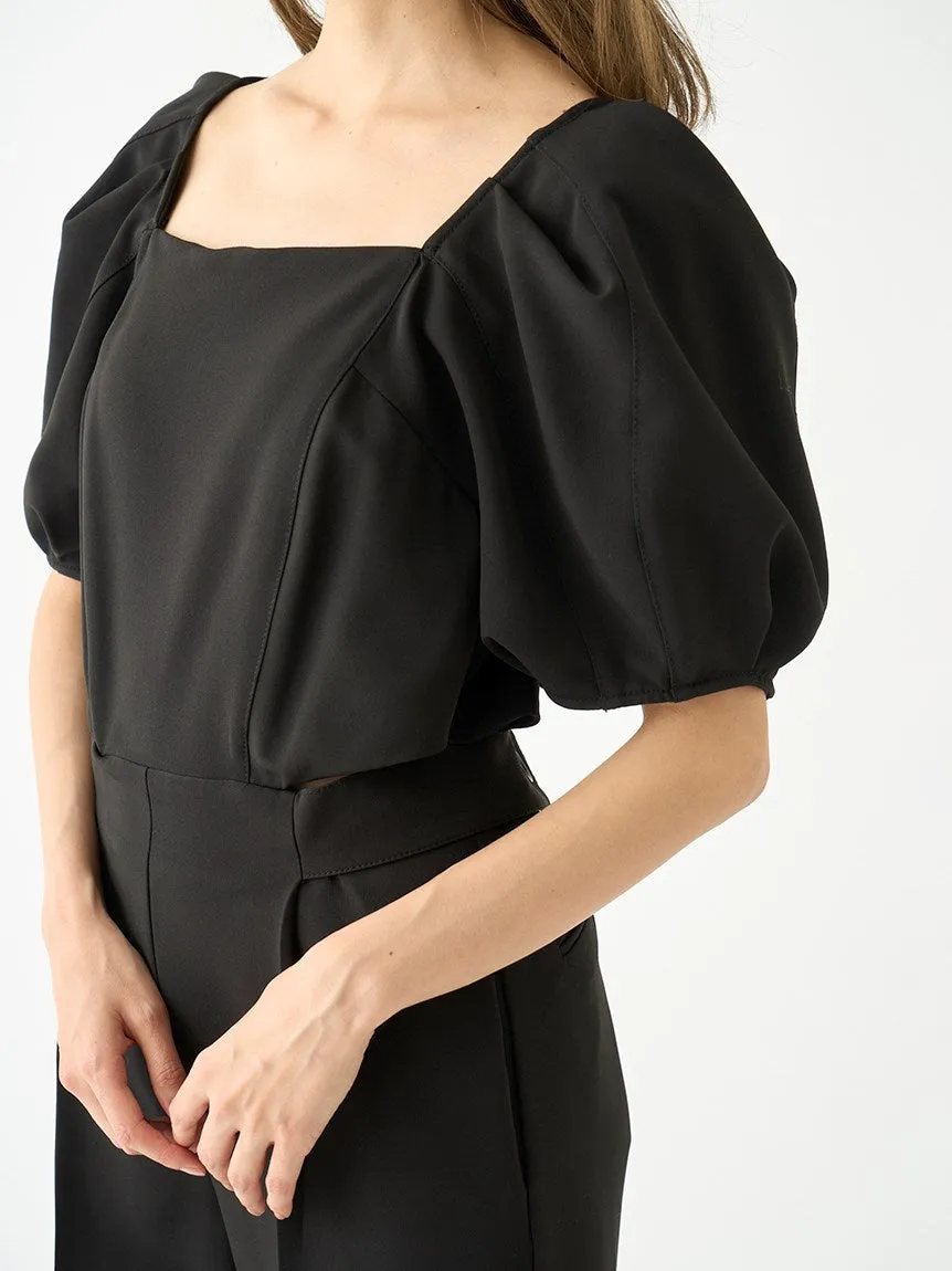 Square Neck Puff Sleeve Jumpsuit