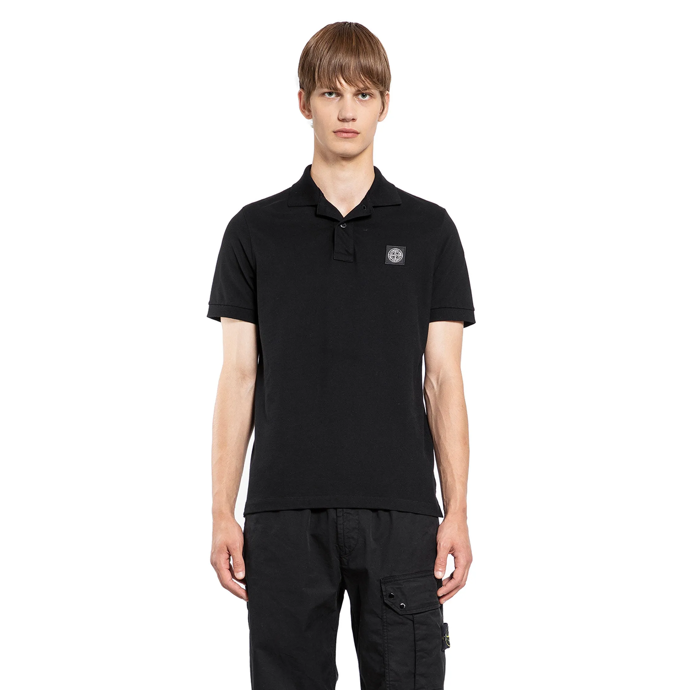 STONE ISLAND MAN BLACK T-SHIRTS & TANK TOPS