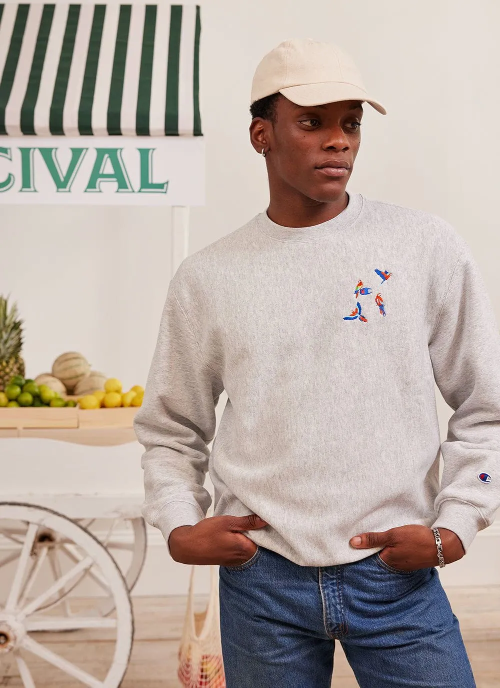 The Menagerie Sweatshirt | Champion and Percival | Heather Grey