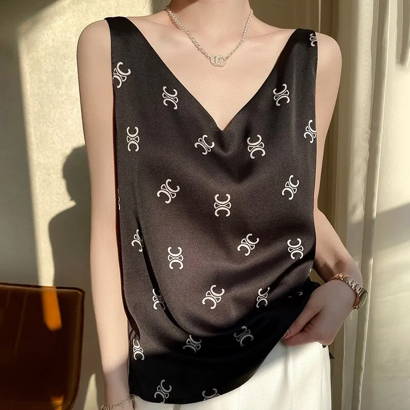 Women's Printed Satin Top